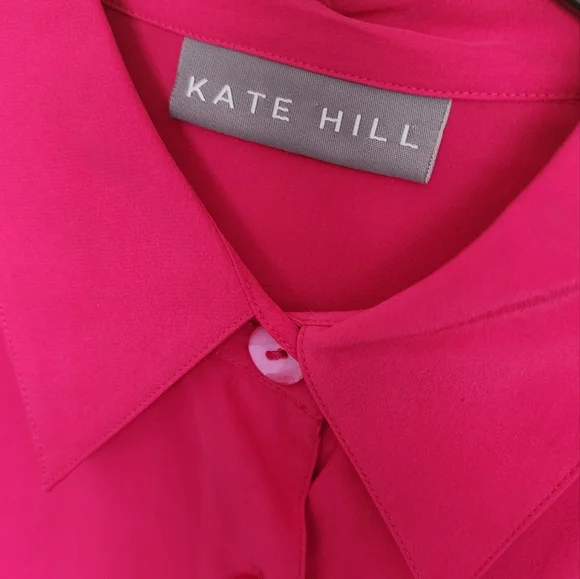 Kate Hill Women's Fuchsia Button-Down Shirt,# 100%Silk. - Picture 2 of 3